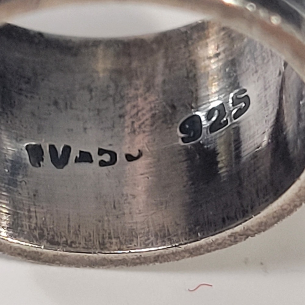 Vintage Mexico 925 Sterling‎ Silver Wide Band Ring Greek Key Size 6.5 - 10.2g - Picture 3 of 9